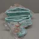 MIZGI Premium Velvet Hangers - Heavy Duty Non Slip Felt Hangers (50 Pack) - Aqua Blue & Rose Gold Hooks, Space Saving & Durable for Suits & Coats