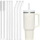 4 x 6 Pack Reusable Glass Straw for Stanley 40 oz 30 oz Cup Tumbler,12.2''x10MM,3 Straight and 3 Bent with 2 Cleaning Brushes,Compatible with Stanley 40oz Stanley Cup Tumbler