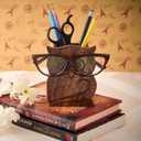 Mothers Day Gifts White Elephant Gifts for Adults Owl Design Rustic Wood Pencil Holder Pen Cup Spectacle Eyeglasses Holder Desk Caddy Organizer Office Supplies Accessories Gift Ideas Office Coworkers