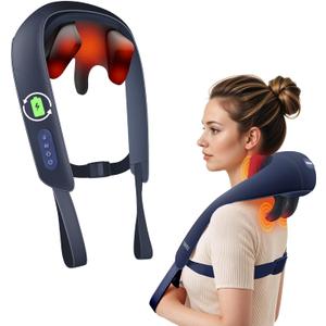Beleduc Neck and Shoulder Massager with Soothing Heat, Cordless Neck Back Massager, Upgrad 4D Shiatsu Deep Kneading Massage for Back Shoulder