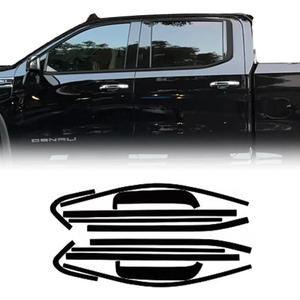 Side Window Trim Chrome Delete Blackout Overlay Kit Pre-Cut Vinyl Compatible for GMC Sierra 2019-2023