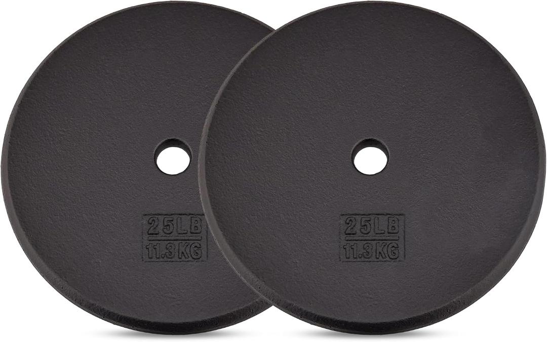 Yes4All Standard 1" Cast Iron Weight Plate - Ideal for Strength Training - Multiple Weight: 5LB to 25LB (Single & Set of 4) (1-Inch Center)