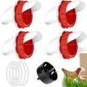 DWYIZMOT Chicken Feeder No Waste, Rain-Proof Poultry Automatic Feeder with Lid Gravity Feeding Kit 4 Ports -1 Holes Saw Buckets, Buckets, Boxes and Slots