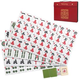 Mahjong Tile Set, 146pcs Chinese Mahjong Set Quality Mah Jong Tiles with Exquisite Storage Box Easy to Carry, Instructions Include Mah Jongg Sets for Family & Friends Gatherings (Home)