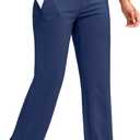 SANTINY Women's Fleece Lined Pants 29" Winter Warm Sweatpants Water Resistant Snow Ski Hiking Pants with Zipper Pockets (Medium, Deep Blue)