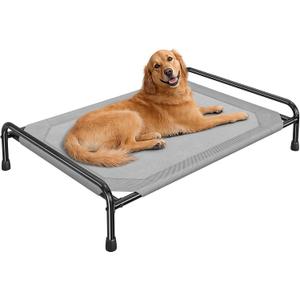 Dog Bed, Raised Dog Bed for Large Dogs, Durable and Washable Pet Cot, Indoor & Outdoor Elevated Pet Hammock Beds, Grey
