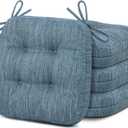 Shinnwa Kitchen Chair Cushions Set of 4, Dual-Layer Memory Foam Dining Chair Cushions, Patented Design Seat Pads with Ties, 16.5 x 16.5 x 3.5in, 4 Pack, Denim Blue