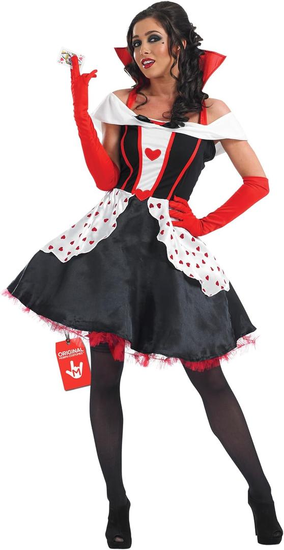 fun shack Queen of Hearts Costume for Women, Red Queen Outfit, Heart Costume for Adults,womens halloween costumes (Small, Black)