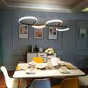 Modern Dimmable Black Led Chandelier for Dining Room Light Fixture Over Table, Height Adjustable with Remote, L39.3in