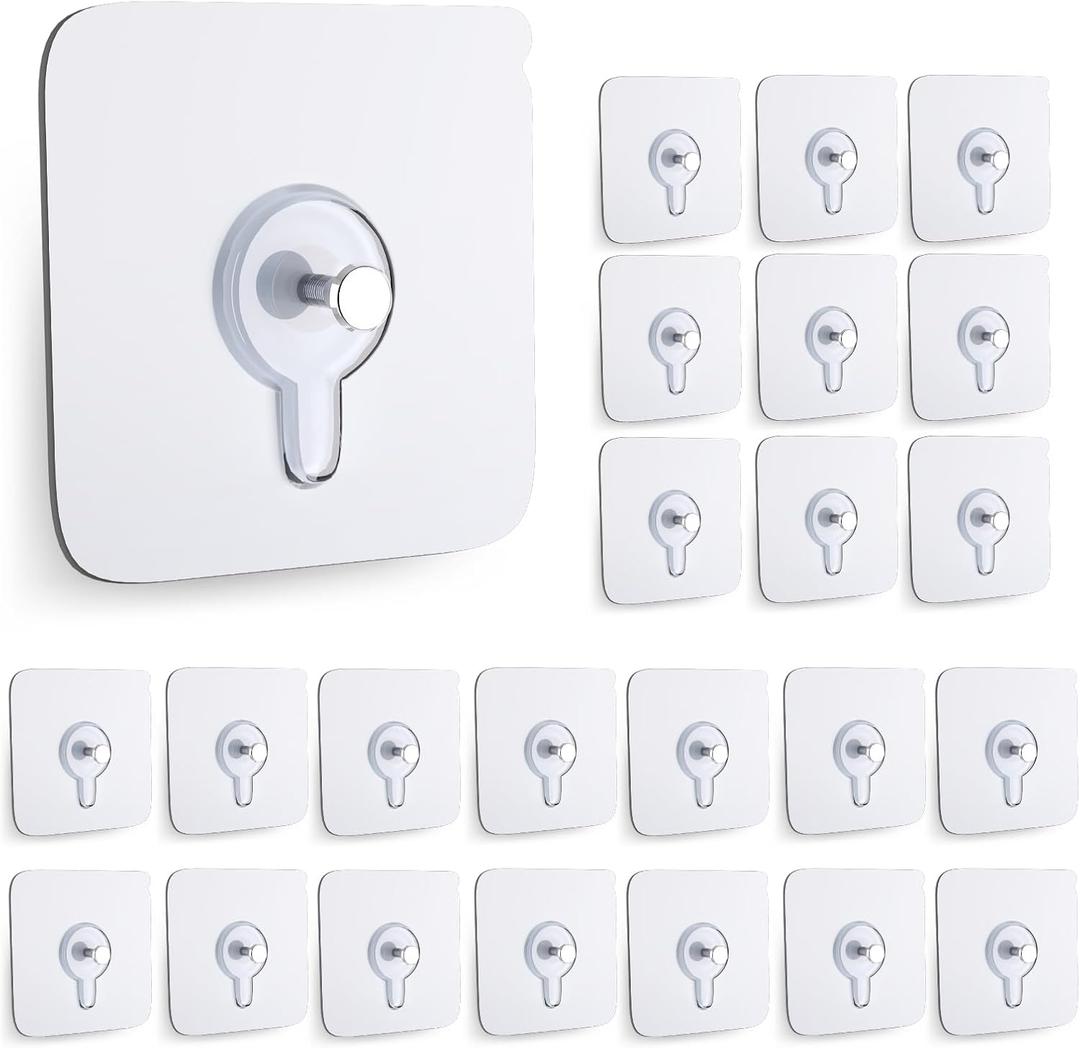 24PCS Picture Hangers Without Nails, Wall Hangers Without Nails, Adhesive Wall Hooks, to use Inside Kitchen, Bathroom, Home and Office (8mm)