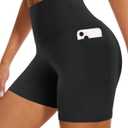 DHSO High Waisted Biker Shorts for Women-5" Tummy Control Fitness Athletic Workout Running Yoga Gym Shorts (XX-Large-3X-Large, 01 Black-with Pockets)