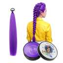 Purple Braiding Hair Pre Stretched 26 Inch and Washable Purple Hair Wax 2.12 0z, Synthetic Hair Extensions for Braids, DIY styling Kit for Party, Cosplay, Halloween, Christmas