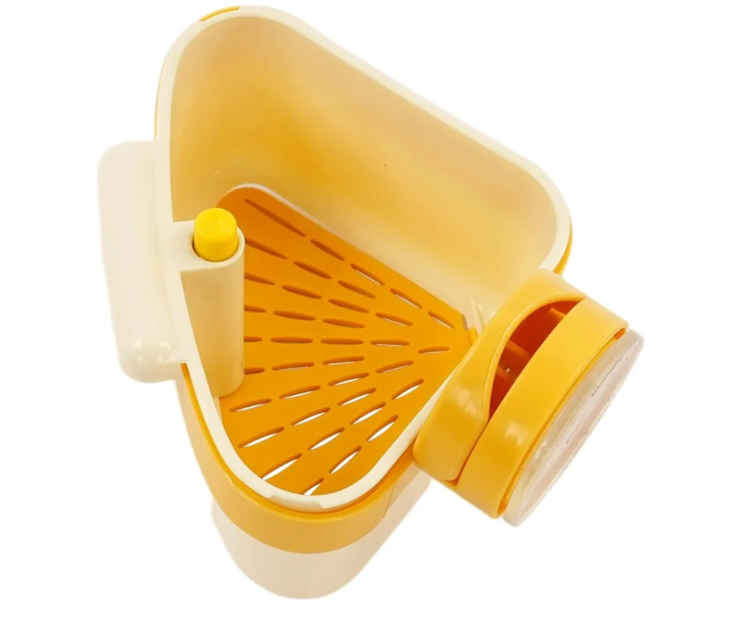 Corner Sink Strainer Basket, Triangular Kitchen Drain Organizer for Food Residue, Small Kitchen/Bathroom, Yellow