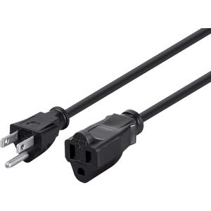 Monoprice 105300 10ft 16AWG Power Extension Cord Cable, 13A (NEMA 5-15P to NEMA 5-15R), Black - 13A