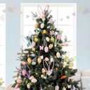 Halloscume 6 Pcs Easter Bunny Ear Picks Easter Tree Topper Cute Colorful Woven Rabbit Ears Ornaments for Vase Filler Home Decor Gifts