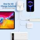 Aigostar 5-in-1 Universal Travel Adapter, GaN 45W Fast Charge International Plug Adapter with 2 Type-C & 2 USB-A Ports, Worldwide Power Adaptor Wall Charger for EU US UK AUS CHN JP Travel Business (White)