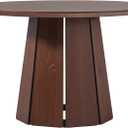 Modern Paneled-Wood Pedestal Base Round Top Dining Table, Brown