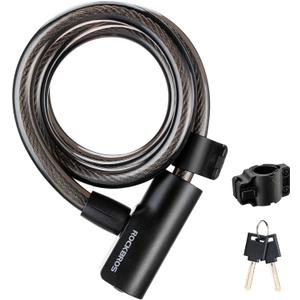 ROCKRBOS Bike Cable Lock with Keys, 2 Keys & 1 Mount Bracket, ABS Lock Shell, Cable Lock for Bike/Gate/Scooter
