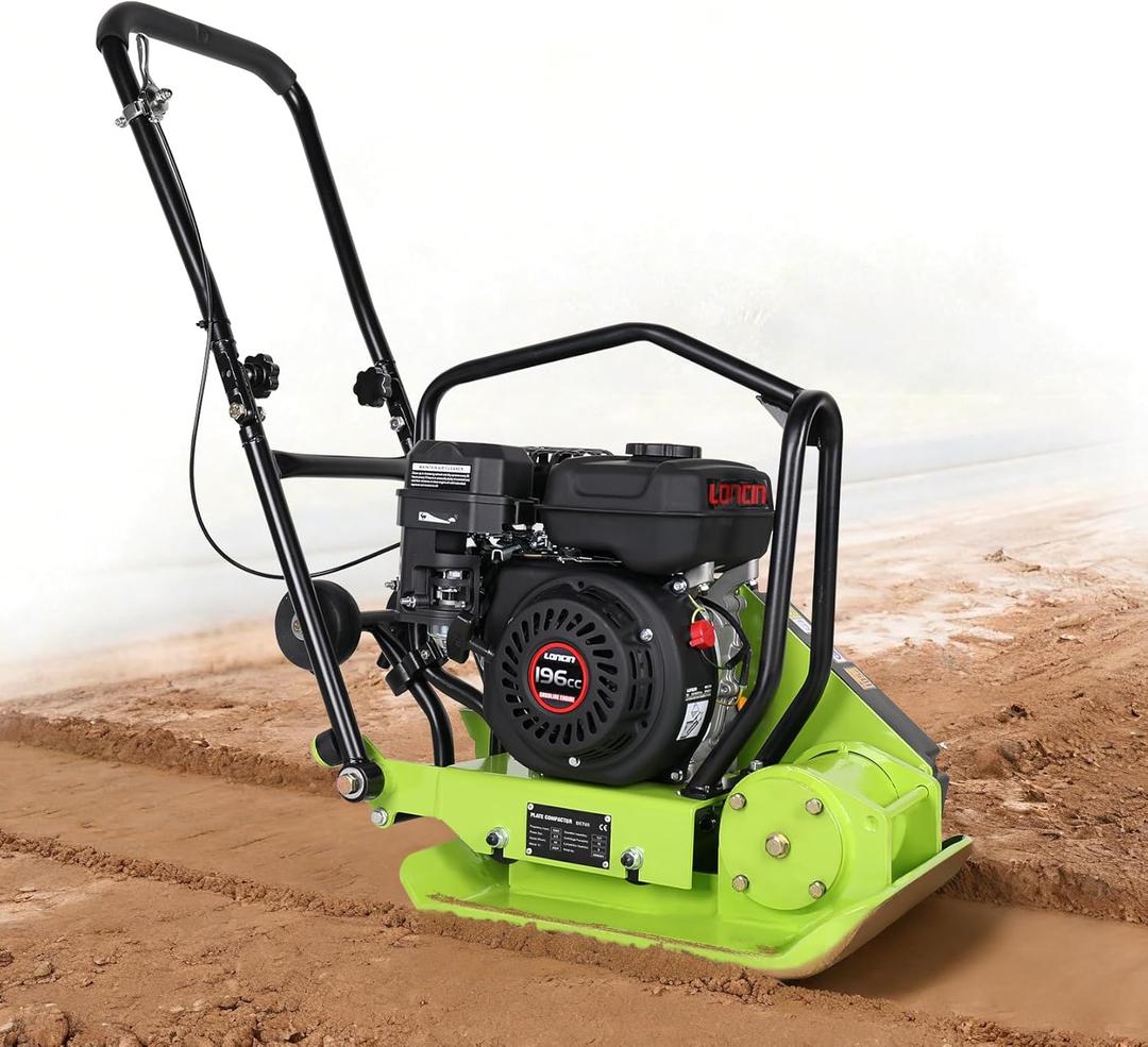 Plate Compactor 6.5HP with 196cc 5400 VPM Gas Engine, 20"x15" Compactor Plate Machine, 2500 lbs Compaction Force Plate Tamper, Soil Compactor Machine for Pavers, Walkways, Yard