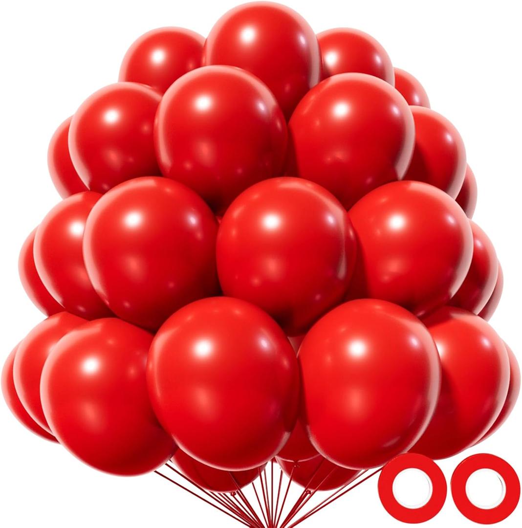 Red Balloon 110pcs, 12 Inch Thickened Red Latex Helium Balloons for Graduation Wedding Independence Day Valentine's Day Memorial Day Christmas Engagement Birthday Party Decorations