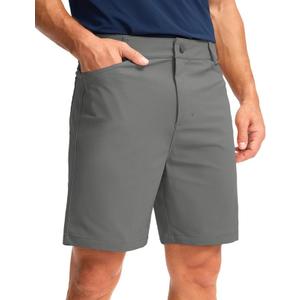 Men's Slim Fit Casual Golf Shorts Light-Stretch Dress Basic Shorts Classic-Fit 9" inch with 4 Pockets Light Grey 30
