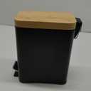 Peohud 1.3 Gallon Step Trash Can with Soft Close Lid, Bathroom Garbage Can with Removable Liner Bucket and Handle for Kitchen, Bedroom, Craft Room, Office, RV, Black