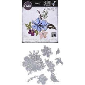 Sizzix Thinlits Die 665210 Brushstroke Flowers #2 by Tim Holtz 8 Pack (Multicolor)