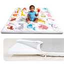 Foam Baby Play Mat 50x50, Removable and Machine Washable Cover, Thicken Cushioning Playmat and Perfect for Playpen, Non-Slip Bottom, Easy to Clean for Infants, Toddlers & Babies (Animal)
