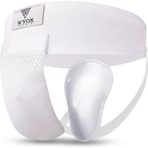 Boxing Groin Protector Men – Adjustable Groin Guard for Kickboxing, Taekwondo Sparring Gear, Muay Thai, Martial Arts Training, White, Size M
