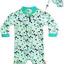 weVSwe Newborn Baby Boy Swimsuit Toddler Rash Guard Long Sleeve UPF 50+ Sun Protection Swimwear with Sun Hat Set 0-6 Month