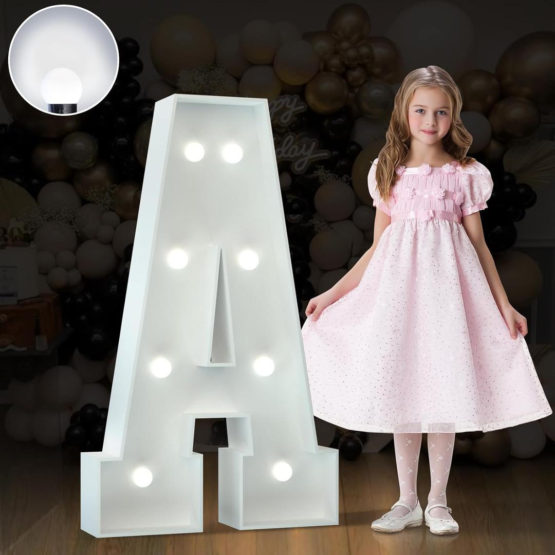 imprsv 3FT Marquee Light Up Letters, Cool White Light Up Letters A, Large Marquee Letters for Party Decorations, Marry Me Light Up Letters, Baby Marquee Letters for Decor, Wedding Decor