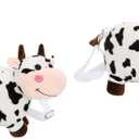 2pcs Bags Plush Woman Small Outdoor Girls Cross Shopping with Messenger Coin Adjustable Purse Shoulder Bag Daily Shaped Gift Portable Hand Kids Body Cow Purses Strap Print Cartoon