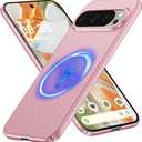 GRECAZO Magnetic Slim Bumper Case for Google Pixel 10 Pro/10, Dawn Pink