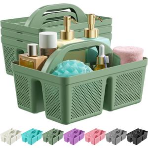 4 Pack Portable Shower Caddy, Integrated Handle, Reinforced Plastic, Organizer Storage Bathroom Supplies and Beauty Products, Cleaning Supplies, Shower Basket for Home, Dorm, Shelf and Cabinet