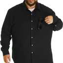HOdo Big and Tall Mens Cotton Button Down Shirt (Black, XXXL)