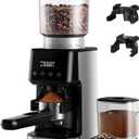 Conical Burr Coffee Grinder Electric, Espresso Grinder with Precision Electronic Timer, Adjustable Burr Mill with 51 Precise Settings, for Home Use, Brushed Stainless Steel