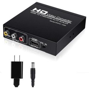 NEWCARE HDMI to RCA and HDMI Adapter Converter, 3RCA CVBS AV Composite Video Audio Adapter/Splitter, with PowerAdapter Support 1080P, PAL, NTSC, for HD TV, Older TV,Camera, Monitor, etc(Black)
