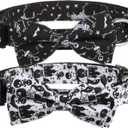 Halloween Dog Bow Tie Collar 2 Pack, Quick Release Spooky Collar for Large Size Dogs