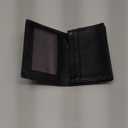 Outrip Genuine Leather Business Card Holder Name Card Case Credit Card Wallet with ID Window RFID Blocking (Black)