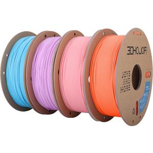 3DHoJor PLA Pro (Plus) Filament 1.75mm, 3D Printer Filament, Cardboard Spool 3D Printing Filament, Dimensional Accuracy +/- 0.03 mm-4 Pack Lilac+Soft Pink+Space Blue+Coral Orange