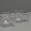 CNGLASS 16oz Double Walled Glass Coffee Mugs(2-pack),Large Clear Coffee Cups with Handle,Glass Espresso Mugs for Latte,Cappuccino,Tea