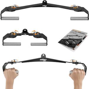 LAT Pull Down Bar Set with 360 Rotatable Handles, LAT Pulldown Attachments for Whole Back Training, Heavy-Duty Locking LAT Pulldown Bars for Home Gym Cable (Black)