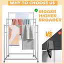 47.6 Inch Tall Free Standing Towel Racks 3 Tier Pool Towel Rack Outdoor Oversized Floor Bath Towel Drying Valet Holder Blanket Quilt Rack Stand for Bathroom Bedroom Beach Hot Tub Gym Pool Area Outside