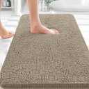 OLANLY Bathroom Rugs 35x24, Extra Soft Absorbent Chenille Bath Rugs, Rubber Backing Quick Dry, Machine Washable Bath Mats for Bathroom Floor, Tub and Shower, Home Decor Accessories, Warm Taupe