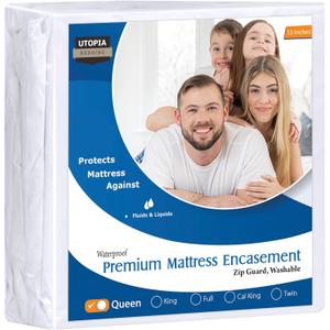 Utopia Bedding Premium Waterproof Bed Bug Mattress Cover, Queen Zippered Mattress Protector, 12 Inches Deep, Dust Mite Proof 6-Sided Mattress Encasement for Bed,