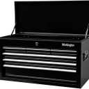 Workington Portable Metal Tool Chest with 6 Drawers, 24" 6-Drawer Tool Chest Cabinet with Ball Bearing Drawer Slides, Steel Tool Storage Box Organizer 4005 Black