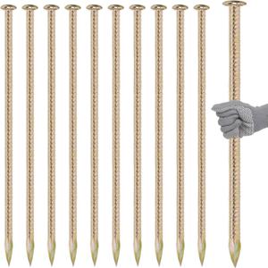 Pelopy 10 Pack 23 Inch Long Rebar Stakes 1/2 Inch Diameter Heavy Duty Galvanized Steel Ground Anchors with Chisel Point Ends Ground Stake for Speed Bumps Wheel Stop Tent Concrete Plant Support