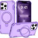 Compatible with iPhone 13 Pro Case 6.1'' with Magnetic Ring Stand [Military Drop Protection][Compatible with MagSafe] Shockproof 13 Pro Phone Case for Men Wowen,Purple