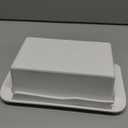 Bamboo Butter Dish with Lid and Knife, Large Butter Keeper for Countertop and Fridge, Holder Container for 2 Sticks East Coast/West Coast/European Style/Kerrygold Butter, Dishwasher Safe, White