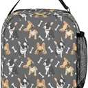 French Bulldog Backpack with Lunch Box & Pencil Case, 16 Inch Cute Dogs Themed Bookbag, Adjustable Lightweight, Colorful Backpacks Set for Kids Girls Boys